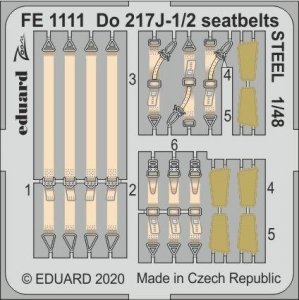 Eduard FE1111 Do 217J-1/2 seatbelts STEEL 1/48 ICM