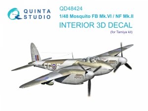Quinta Studio QD48424 Mosquito FB Mk.VI/NF Mk.II 3D-Printed coloured Interior on decal paper (Tamiya) 1/48
