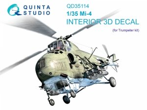 Quinta Studio QD35114 Mi-4 3D-Printed & coloured Interior on decal paper (Trumpeter) 1/35