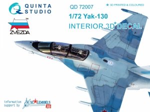 Quinta Studio QD72007 Yak-130 3D-Printed & coloured Interior on decal paper (for Zvezda kit) 1/72