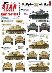 Star Decals 72-A1088 Panzer in the Desert # 5. PzKpfw IV Ausf D, D/E Hybrid, E and F1, in North Africa 1/72