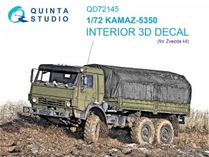 Quinta Studio QD72145 KAMAZ-5350 3D-Printed coloured Interior on decal paper (Zvezda) 1/72