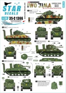 Star Decals 35-C1366 US PACIFIC WARS - IWO JIMA USMC Sherman tanks 1/35