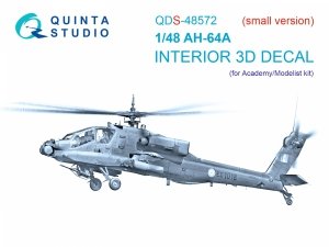 Quinta Studio QDS-48572 AH-64A 3D-Printed & coloured Interior on decal paper (Academy/Modelist) (small version) 1/48