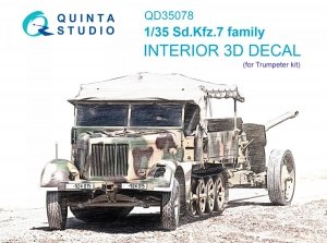 Quinta Studio QD35078 Sd.Kfz.7 family 3D-Printed & coloured Interior on decal paper (Trumpeter) 1/35