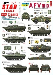 Star Decals 72-A1113 War in Ukraine #2 Ukrainian AFVs 2022 war. BRDM-2, BMP-1P and BMP-2 1/72