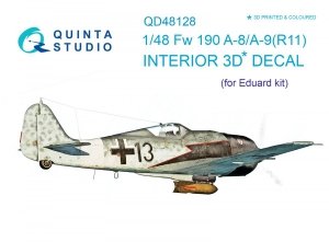 Quinta Studio QD48128 Fw 190 A-8/A-9 (R11) 3D-Printed & coloured Interior on decal paper (for Eduard kit) 1/48