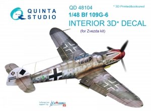 Quinta Studio QD48104 Bf 109G-6 3D-Printed & coloured Interior on decal paper (for Zvezda kit) 1/48