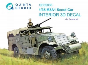Quinta Studio QD35088 M3A1 Scout 3D-Printed & coloured Interior on decal paper (Zvezda) 1/35