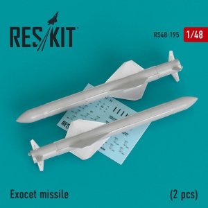 RESKIT RS48-0195 Exocet missile  (2 PCS) 1/48