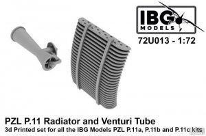 IBG 72U013 PZL P.11 Radiator and Venturi Tube 3D printed set for IBG kits 1/72