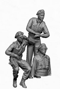 Glowel Miniatures 48012 British Sherman Crew (3 Figures, 3D Printed) 1/48