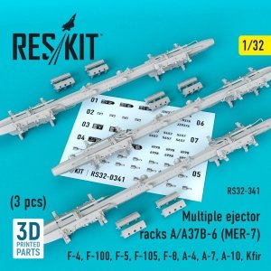 RESKIT RS32-0341 MULTIPLE EJECTOR RACKS A/A37B-6 (MER-7) (3 PCS) 1/32