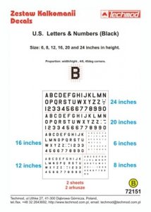 Techmod 72151 - US Letters & Numbers (Black) (1:72)