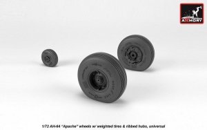 Armory Models AW72336 AH-64 Apache wheels w/ weighted tires, ribbed hubs 1/72