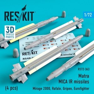 RESKIT RS72-0363 MATRA MICA IR MISSILES (4 PCS) 1/72