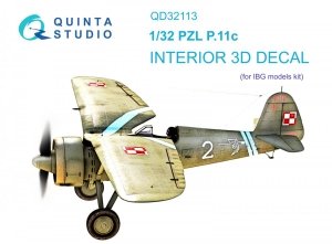 Quinta Studio QD32113 PZL P.11c 3D-Printed & coloured Interior on decal paper (IBG model) 1/32