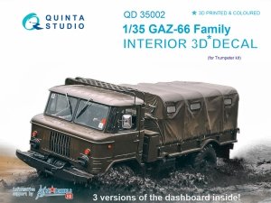 Quinta Studio QD35002 GAZ-66 Family 3D-Printed & coloured Interior on decal paper (for Trumpeter kits) 1/35