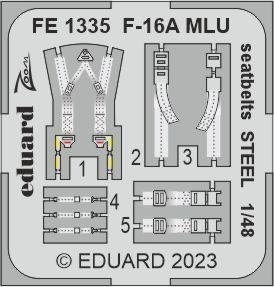 Eduard FE1335 F-16A MLU seatbelts STEEL KINETIC MODEL 1/48