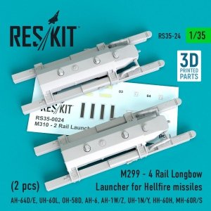 RESKIT RS35-0024 M310 - 2 RAIL LAUNCHER FOR HELLFIRE MISSILES (2 PCS) 1/35