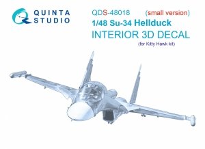 Quinta Studio QDS-48018 Su-34 3D-Printed coloured Interior on decal paper (KittyHawk) (Small version) 1/48