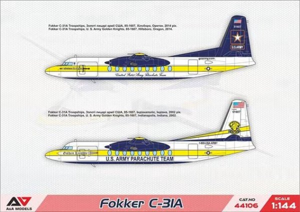 A&amp;A Models 44106 Fokker C-31A (“Golden Knights”parachure team) 1/144