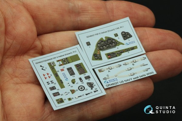 Quinta Studio QD48427 F6F-5 Hellcat 3D-Printed coloured Interior on decal paper (Eduard) 1/48