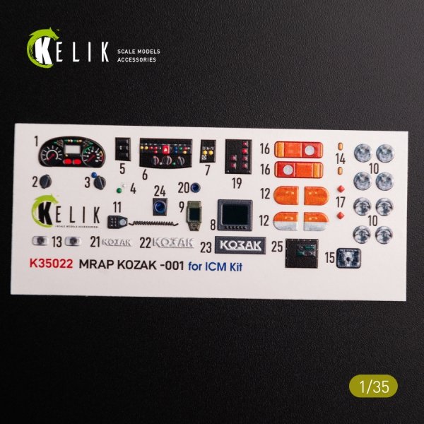 KELIK K35022 Kozak-001 Ukrainian MRAP 3D decals for ICM kit 1/35