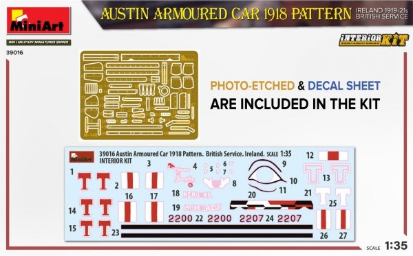 MiniArt 39016 AUSTIN ARMOURED CAR 1918 PATTERN. IRELAND 1919-21. BRITISH SERVICE. INTERIOR KIT 1/35