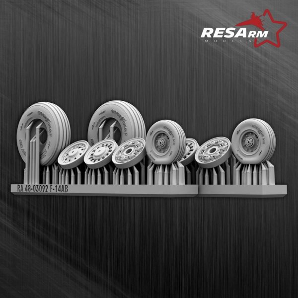 RESArm 48-03092 F-14 AB - Wheels under load (3D resin printing) 1/48