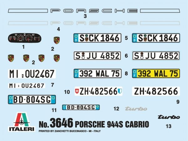 Italeri 3646 PORSCHE 944 S Cabrio 1/24