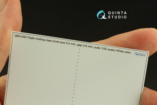 Quinta Studio QRV-033 Triple riveting rows (rivet size 0.20 mm, gap 0.8 mm, suits 1/32 scale), White color, total length 3,7 m/12 ft