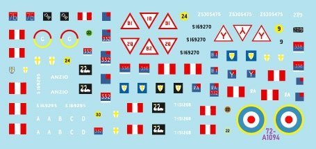 Star Decals 72-A1094 British Royal Artillery in Italy. M7 Priest HMC, Sherman Command Tank, M3A1 Halftrack. 1/72