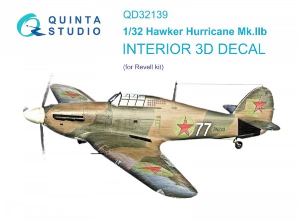 Quinta Studio QD32139 Hawker Hurricane Mk.IIb 3D-Printed &amp; coloured Interior on decal paper (Revell) 1/32