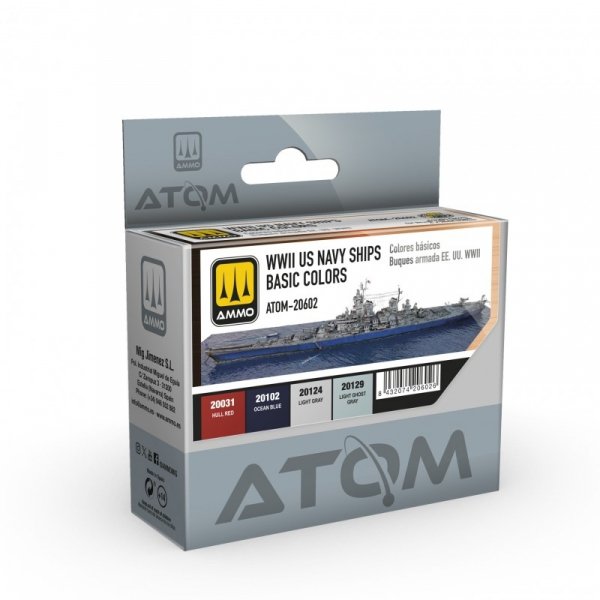 AMMO by Mig Jimenez 20602 ATOM WWII US Navy Ships Basic Colors Set 4x20ml