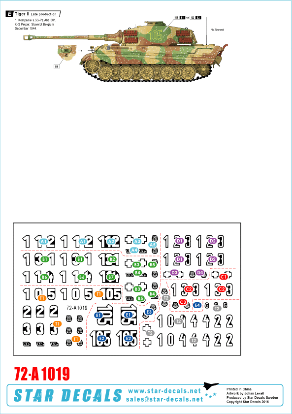 Star Decals 72-A1019 Western Front Tigers # 1 1/72