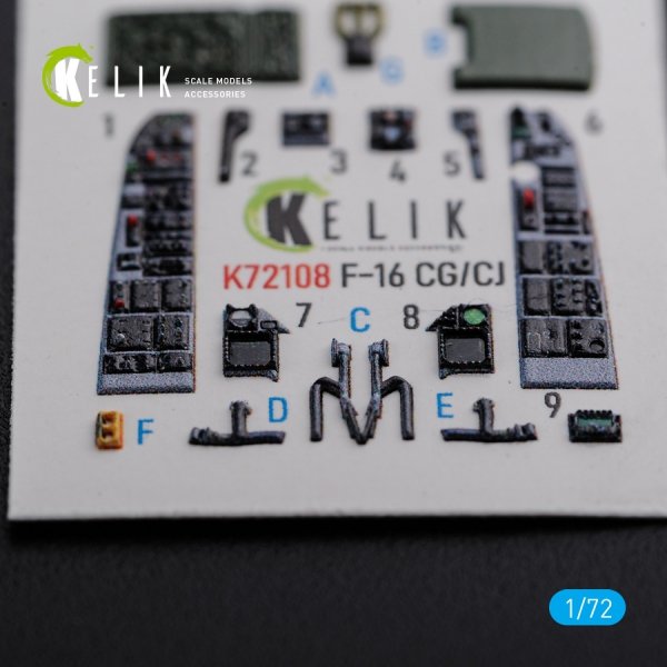 KELIK K72108 F-16 CG/CJ interior 3D decals for Academy kit 1/72