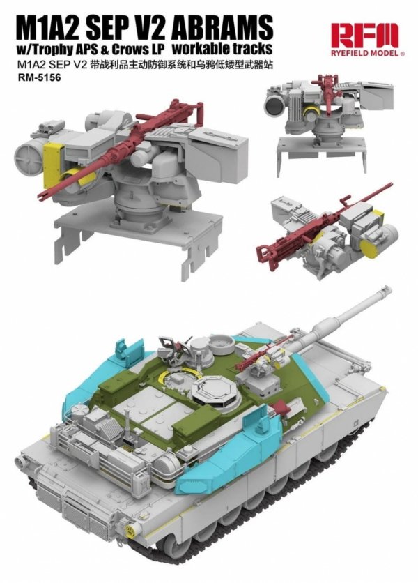 Rye Field Model 5156 M1A2 SEP v2 Abrams w/ Trophy APS &amp; CROWS LP Workable Tracks 1/35