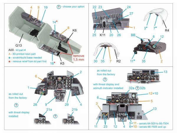 Quinta Studio QDS+48488 F-4D early Phantom II 3D-Printed &amp; coloured Interior on decal paper (Academy) (Small version) (with 3D-printed resin parts) 1/48