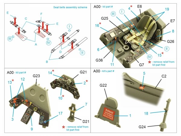 Quinta Studio QD35101 FW 190A-6 3D-Printed &amp; coloured Interior on decal paper (Border Model) 1/35