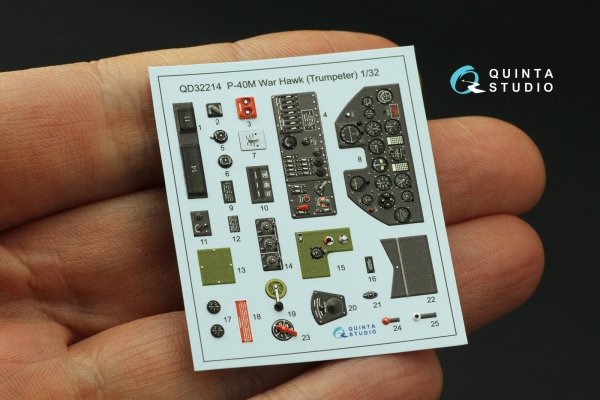 Quinta Studio QD32214 P-40M WarHawk 3D-Printed coloured Interior on decal paper (Trumpeter) 1/32