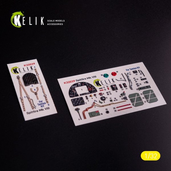 Kelik K32039 Spitfire Mk VIII - interior 3D decals for Tamiya kit (1/32)