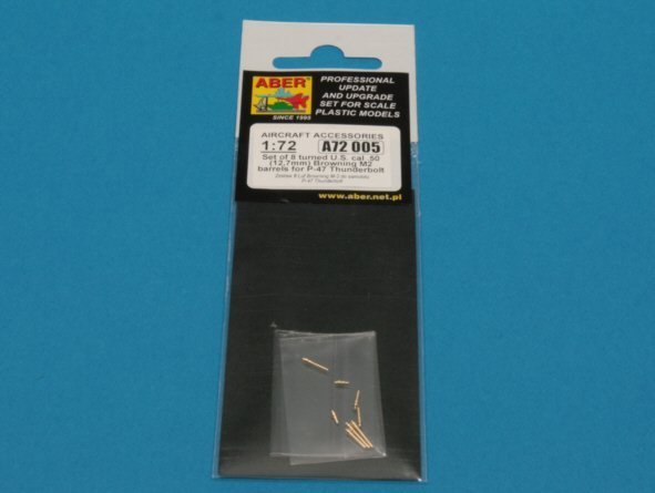 Aber A72 005 Set of 8 turned cal .50 (12,7mm) U.S. Browning M2 barrels for P-47 Thunderbolt (1:72)