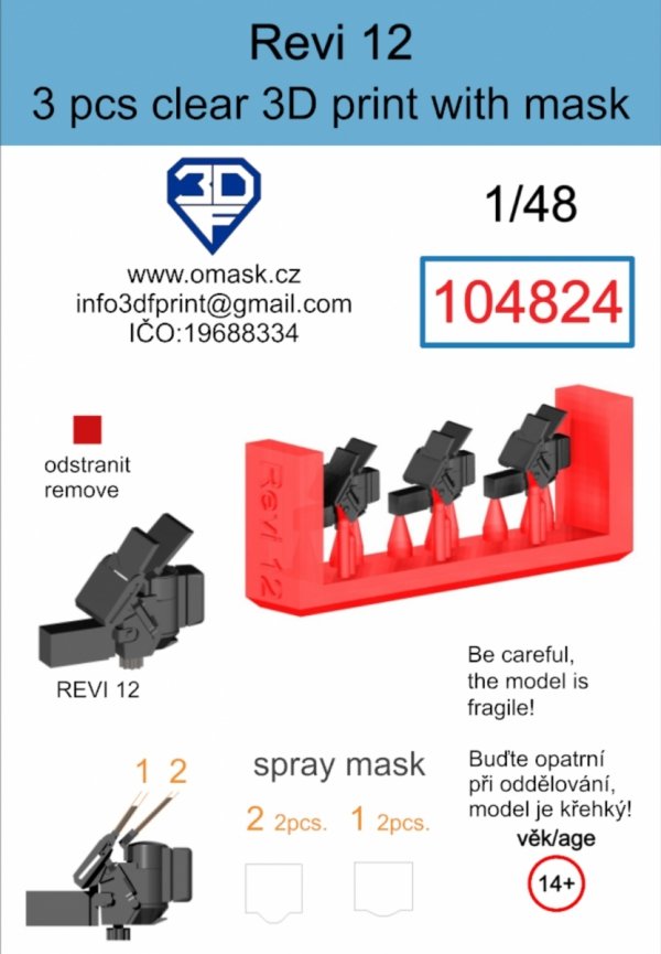 Omask 104824 Revi 12 Clear 3D Print (3 pcs) 1/48