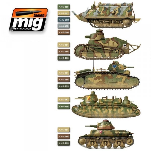 AMMO Mig 7110 WW I and WW II French Camouflage Colors 6x17ml