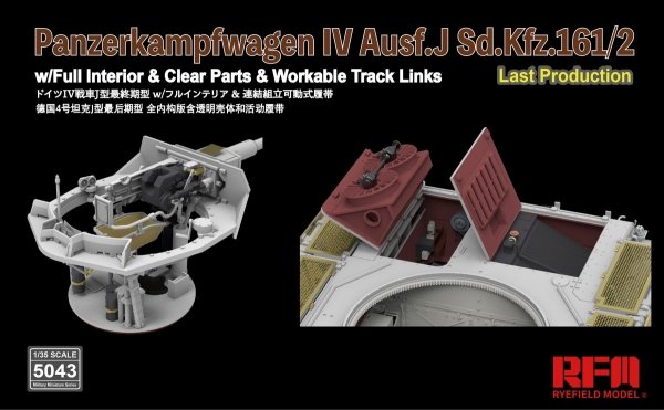 Rye Field Model 5043 Panzerkampfwagen IV Ausf.J Sd.Kfz.161/2 (w/full interior&amp;clear parts&amp;workle track links) 1/35