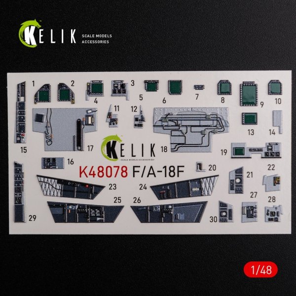KELIK K48078 F/A-18F Super Hornet interior 3D decals for MENG kit 1/48