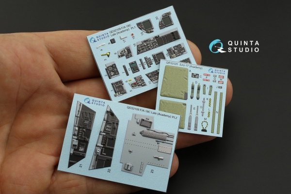 Quinta Studio QD32109 F/A-18C Late 3D-Printed &amp; coloured Interior on decal paper (Academy) 1/32