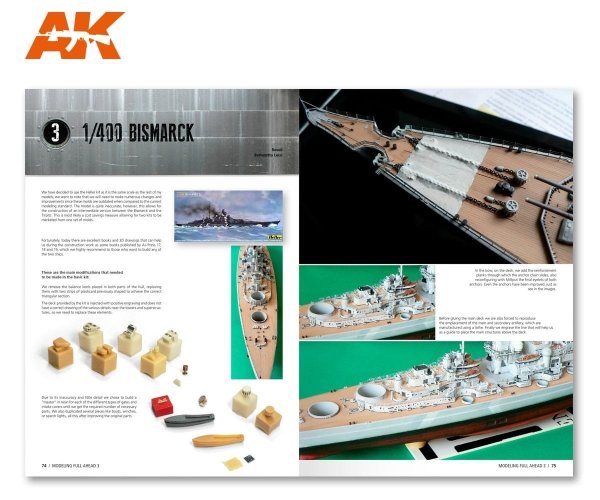 AK Interactive AK249 MODELLING FULL AHEAD 3: BISMARK &amp; TIRPITZ (English)