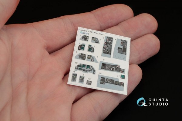 Quinta Studio QD48032 F-16D 3D-Printed &amp; coloured Interior on decal paper (for Hasegawa kit) 1/48